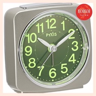 Seiko clock alarm clock analog light collecting resin dial PYXIS Pixis Thin gold pearl NR440G SEIKO 9.0×8.8×4.2cm White