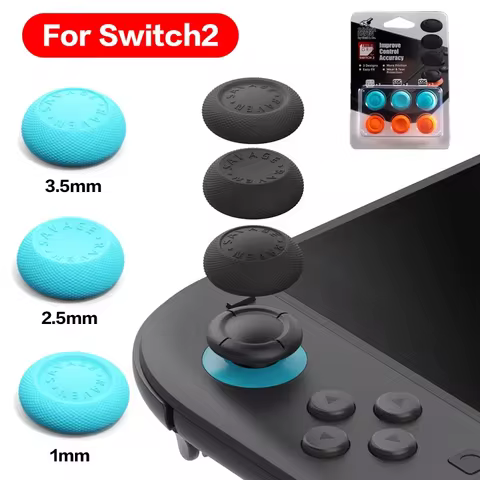 6 PCS Silicone Thumb Grips Caps for Switch 2 - No-Slip Savage Raven by Skull & Co. FPS CQC Thumbstic