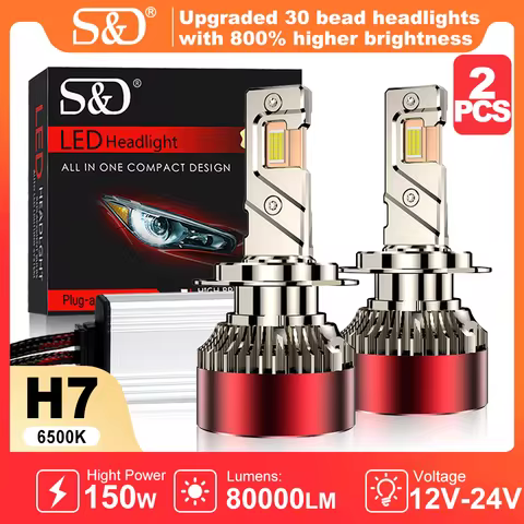 S&D 2Pcs H7 H4 LED Car Headlight 98% CANBUS H11 9005 9006 H1 9012 150W 80000LM Super Bright Headligh