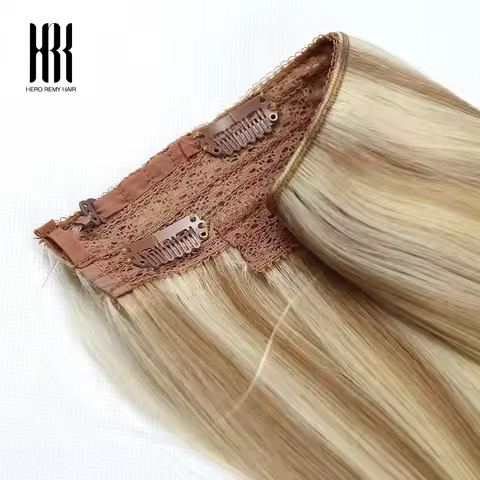 Halo Hair Extensions Hidden Wire Clip In Hair Invisible Fish Line Elastic Thread Human Hair Extensio