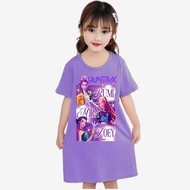 daster anak perempuan gambar huntrix k-pop demon hunter new viral dress anak cewek 3-10tahun k.404