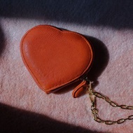 復古橘子橙・心形Wallet on Chain 隨身掛小物收納鏈條・小廢包