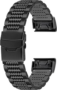 Yingshi Stainless Steel Mesh Bands Compatible for Garmin Fenix 6X 6X Pro Sapphire Editions Fenix 5X Plus Fenix 3 HR Sapphire 26mm Watch Band Black