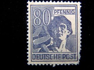德國郵票-1947年德國工人像80分寧郵票(盟軍佔領時期)