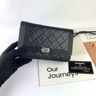 Chanel boy woc 羊皮黑銀