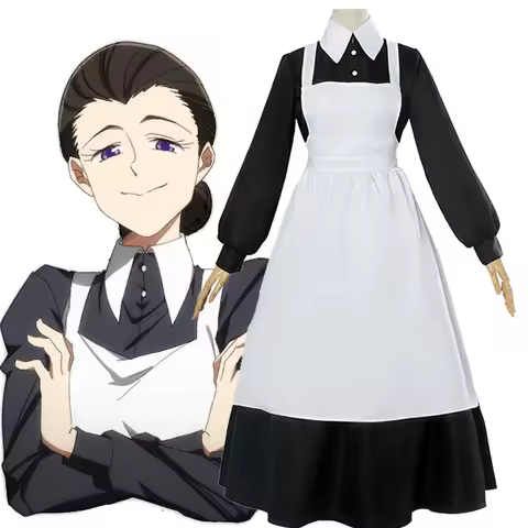 Anime The Promised Neverland Mom Isabella Cosplay Costume Yakusoku no Neverland Maid Dress Women Hal
