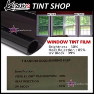 Kazuko (4ft x 4ft) Titanium Gold Shining Film 30% Solar Control Window Film Tint Film For Residencia