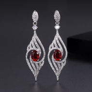 Fashion Exaggerated Zircon Yellow Diamond Pink Diamond Earrings Female Design Light Luxury Red Diamo