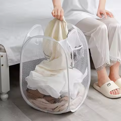 Large Portable Mesh Pop-up Laundry Basket, Laundry Basket, Foldable Dirty Clothes Storage Basket, La