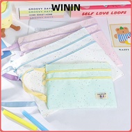 WININ Handbag, A4/A5 Large Capacity File Bag, INS Three Layers Polka Dot Design Exam Papers Storage 