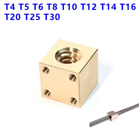 1/2Pc T5 T6 T8 T10 T12 Brass Square Nut Trapezoidal Screw Rod High Precision Self-Lubricating Drive 