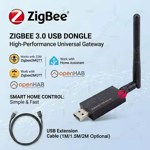 Zigbee 3.0 USB Dongle With Antenna Universal Zigbee Gateway Hub Coordinator Support via Home Assista