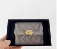 Chanel boy系列 深灰色 銀包 ｜正版正貨