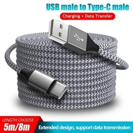 6A Extended USB TYPE-C Cable Braided Data Cable for  Huawei Xiaomi Switch Sony PS5 TYPE-C 8m 5m Cabl