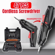 47PCS Cordless Electric High Power Screwdriver Drill 3.6V Rechargeable Hand Drill Battery Drill Repa