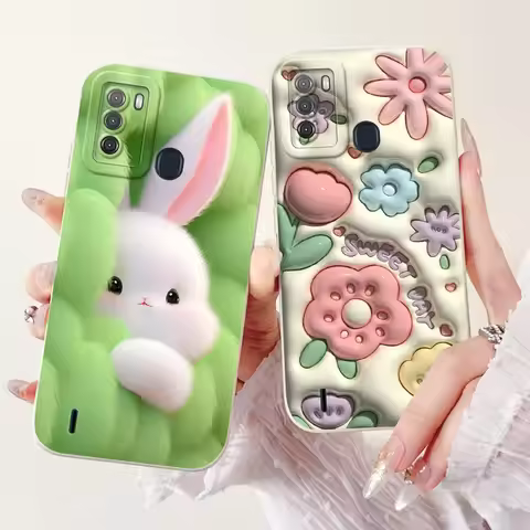 For Itel S16 Case Cute Rabbit Fashion Flower Soft Silicone Back Cover For Itel Vision 1 Pro Camera p