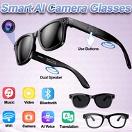 New AI Smart Professional-Grade Camera Glasses AI Voice 8MP HD Video Surround-Sound Music Bluetooth 