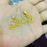 loket Hello kitty ukir nama plain emas 916