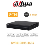 Dahua เครื่องบันทึกกล้องวงจรปิด 8CH Compact 1U Lite Network Video Recorder รุ่น NVR4108HS-4KS3