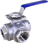 Duda Energy 3WBV-WOG200-F150-L L-Type Ball Valve, 3-Way, 304 Stainless Steel, SS304 SUS304 1-1/2" NP