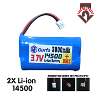 Baterai 2X 14500 3000mAh 37V BMS 1S 6A KONEKTOR JST PH 2.0