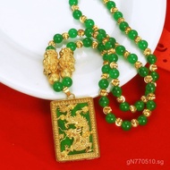 Jiushanting Sweater Chain Obsidian Pendant Vietnam Sand Gold Plated Real Gold Necklace Non-Fading Ch