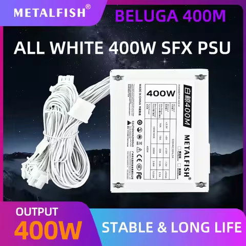 METALFISH SFX400W White Power Supply 220~230V Input Dual 6+2Pin PCIe Ports High Efficiency Silent PW