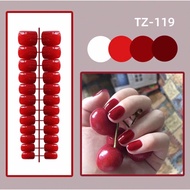 SHORT GLOSSY RED CHERRY NAILS