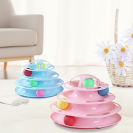 MeowFun 4-Layer Interactive Cat Toy - Spinning Tower with Balls & Feathers, Solo Play Fun for Cats, 