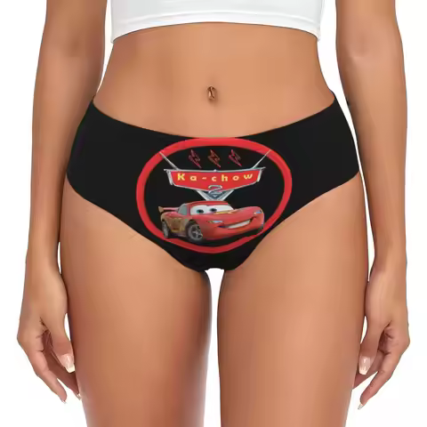 Custom Women's Cartoon Lightning Mcqueen Cars Panties Breathable Briefs Underwear Valentine's Day Gi