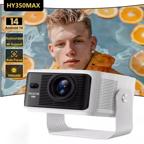 HY350MAX Android 14 Auto Focus Projector 500ANSI Native 1080P Built-in Speaker Portable for Home Off