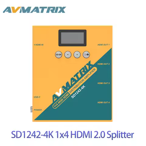 AVMATRIX SD1242-4K 1x4 HDMI 2.0 Splitter, 4K60 Distribution Amplifier with EDID Management, OLED, US