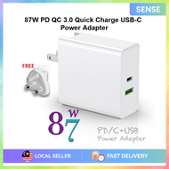 SENSE 87W PD QC 3.0 Quick Charge USB-C Power Adapter Charger with UK Adapter for iPhone Macbook Etc