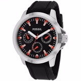 Fossil Red Dial Black Silicone Strap Men's Watch BQ1293