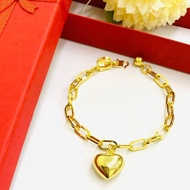 KG EMAS  24K 916 GELANG TANGAN PAPERCLIP LOVE GEMUK BRACELET RANTAI TANGAN