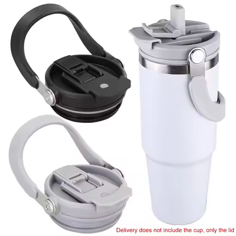 30oz Reusable Tumbler Cover with Handle Spill Proof Tumbler Flip Straw Lid Splash Resistant for Stan