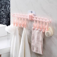[YL]-10 Clips Strong Adhesive Hanging Clothes Rack Towel Socks Clip Hanging