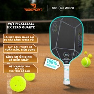 Genuine Six Zero Quartz Pickleball Racket Black with Blue Border - Super Light Composite Core, Power