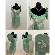 SAGE GREEN FILIPINIANA DRESS MIDI - LACED