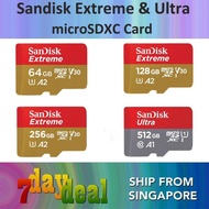 Sandisk Extreme & Extreme Pro 64GB (170MB/s), 128GB (190MB/s), 256GB (190MB/s), 512GB (200MB/s) Micr