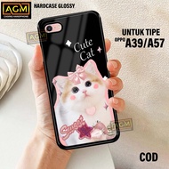 Case Oppo A39/A57 2018 - New Case Glossy casing hp Oppo A39/A57 2018 [Plastic CUTE CAT] - AGM Case softcase glass casing handphone Oppo A39/A57 2018 Best Selling - casing hp - casing Oppo A39/A57 2018 For Men And Women - TOP CASE