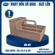 Khay đựng muỗng đũa gia vị có quai size lớn 30x20x15 dành cho nhà hàng quán ăn Nhựa Thắng Lợi