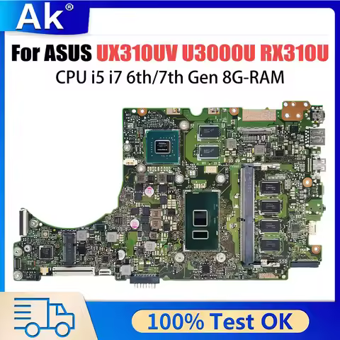 REV 2 0 For ASUS UX310UQR Laptop Motherboard SR3LA i5-8250U With RAM Notebook Mainboard