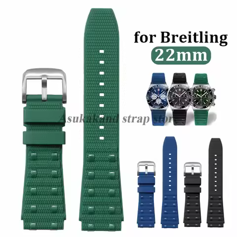 Rubber Watch Band 22mm for Breitling Avenger Superocean Strap Soft Silicone Bracelet Men Women Repla