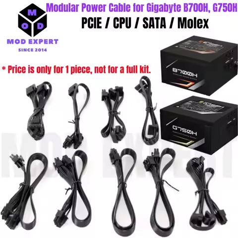 Modular Power Cable for Gigabyte GP-B700H 700W, GP-G750H 750W, GPU PCIe 8Pin 6+2Pin, CPU 4+4Pin, SAT