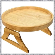 Foldable Round Wooden Sofa Armrest Clip-on Tray Table TV Snack Tray for Remote Control Coffee Snacks