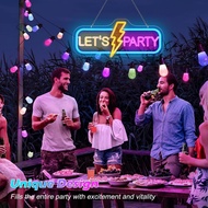 Lets Party Neon Sign, Dimmable Neon Lights Signs, 16.5 x 7.5 inch LED Signs, Party Decorations Light