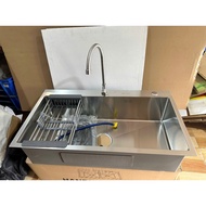1-hole cast sink 50x45cm, 60x45cm, 68x45cm 304 stainless steel, sink with cold and hot sink faucet