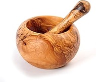 Gift Idea Sale! Olive Wood 5" Mortar and Pestle, Handmade Crush Spices Garlic Smasher