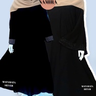 abaya namira ibu (tersedia couple anak) jetblack alkhatib collection - hitam xxl